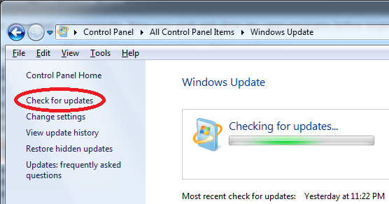 The image illustrate the Windows updates dialog.